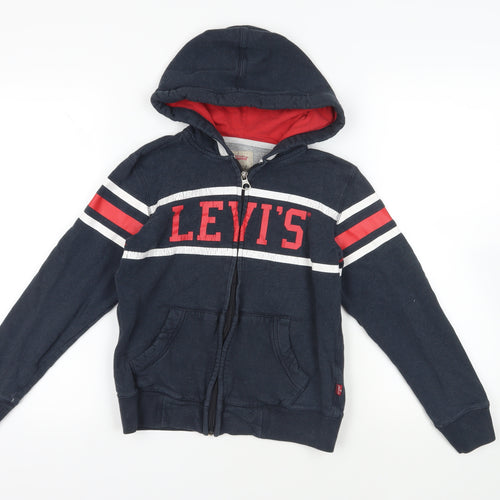Levi's Boys Blue Cotton Full Zip Hoodie Size 12 Years Zip - Logo Pockets