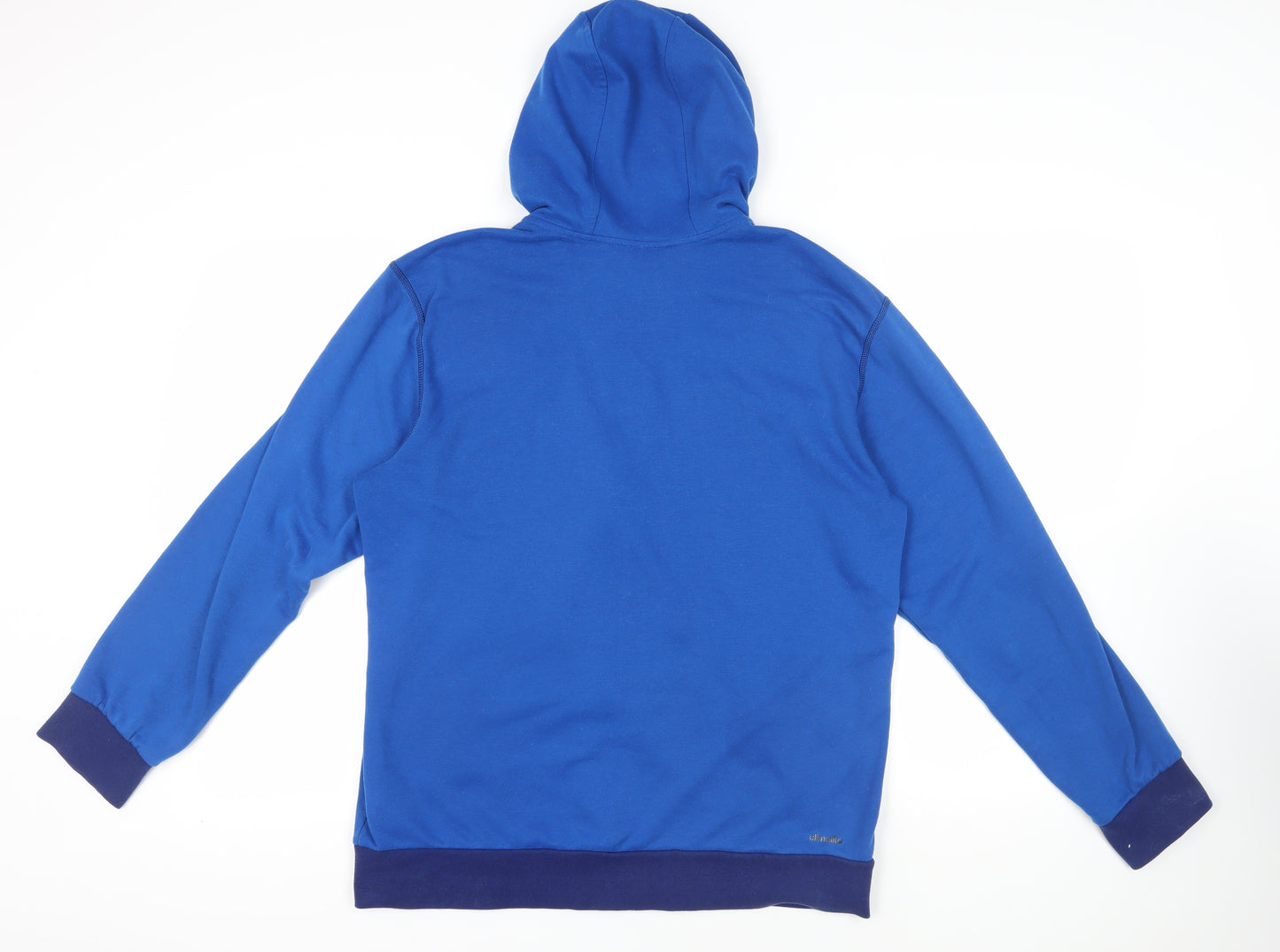 adidas Mens Blue Polyester Full Zip Hoodie Size L - Logo Pockets