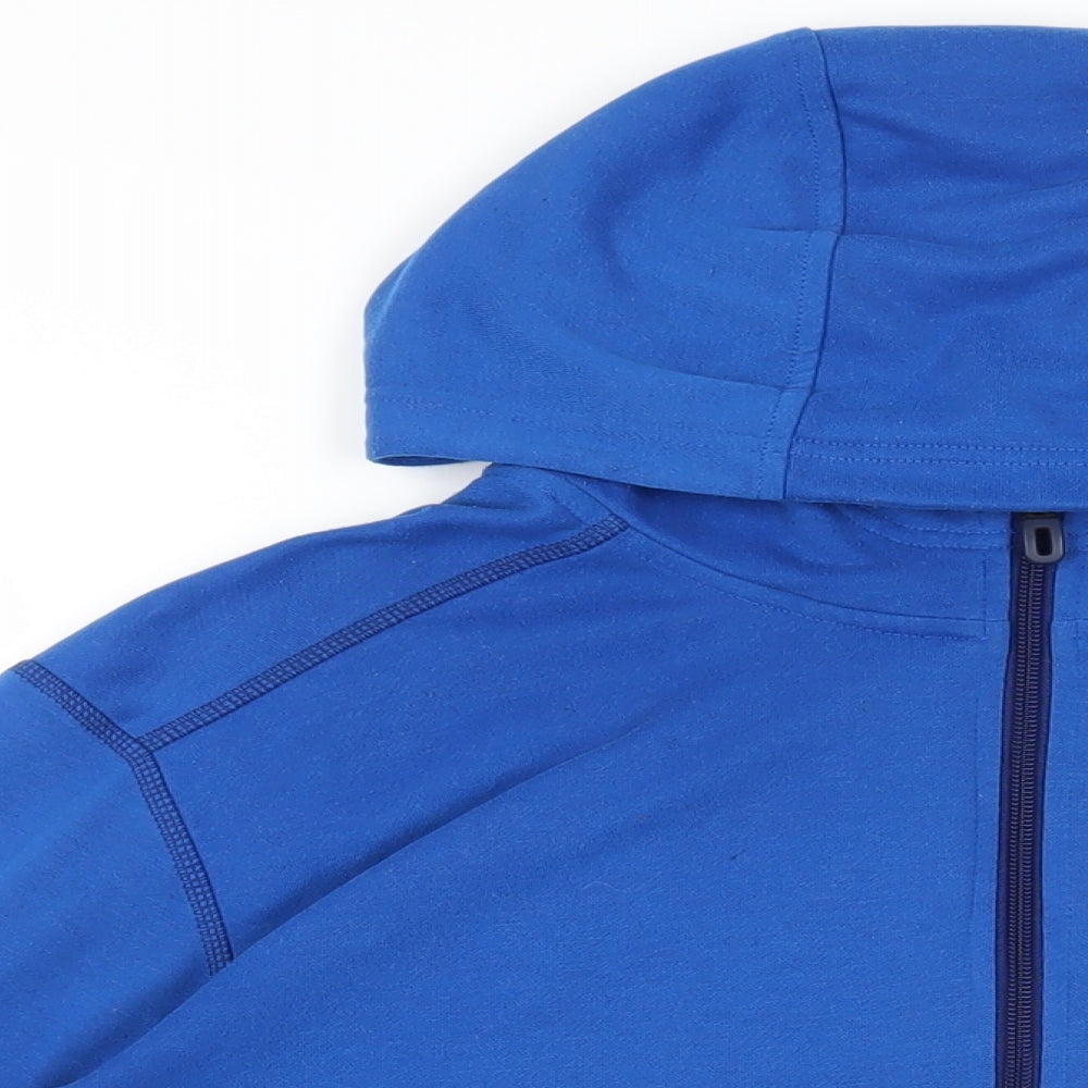 adidas Mens Blue Polyester Full Zip Hoodie Size L - Logo Pockets