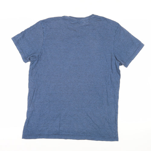 Ben Sherman Mens Blue Cotton T-Shirt Size M Crew Neck - Logo