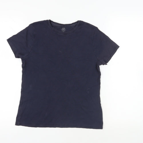 John Lewis Womens Blue Cotton Basic T-Shirt Size 10 Crew Neck