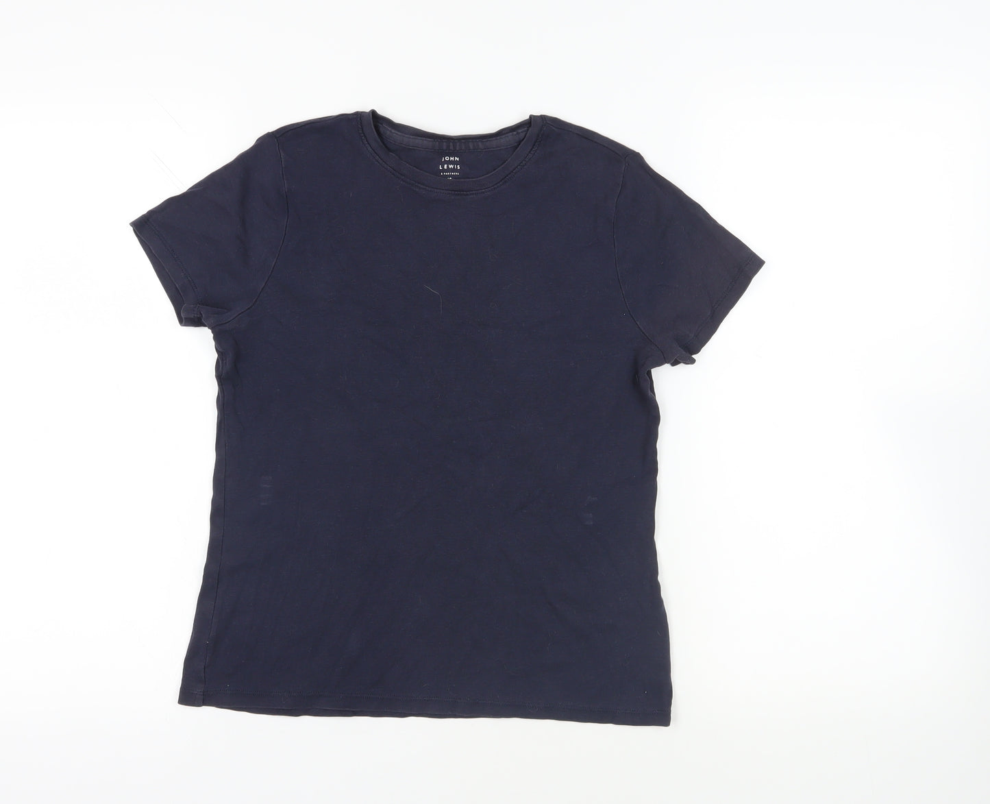 John Lewis Womens Blue Cotton Basic T-Shirt Size 10 Crew Neck