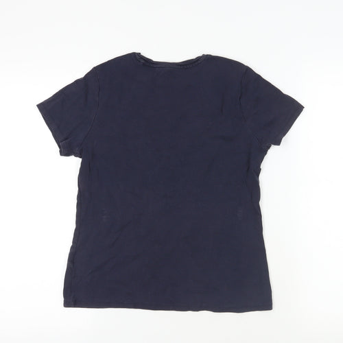 John Lewis Womens Blue Cotton Basic T-Shirt Size 10 Crew Neck