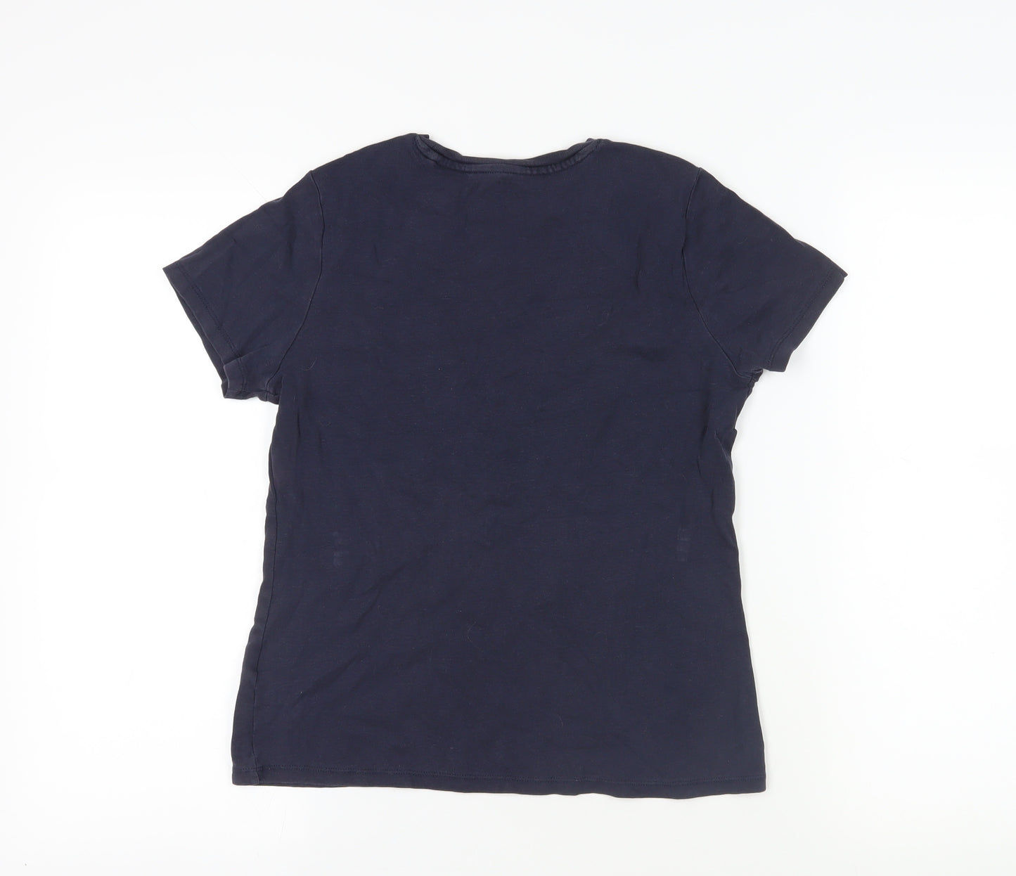 John Lewis Womens Blue Cotton Basic T-Shirt Size 10 Crew Neck