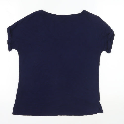 BAM Womens Blue Bamboo Basic T-Shirt Size 8 Round Neck