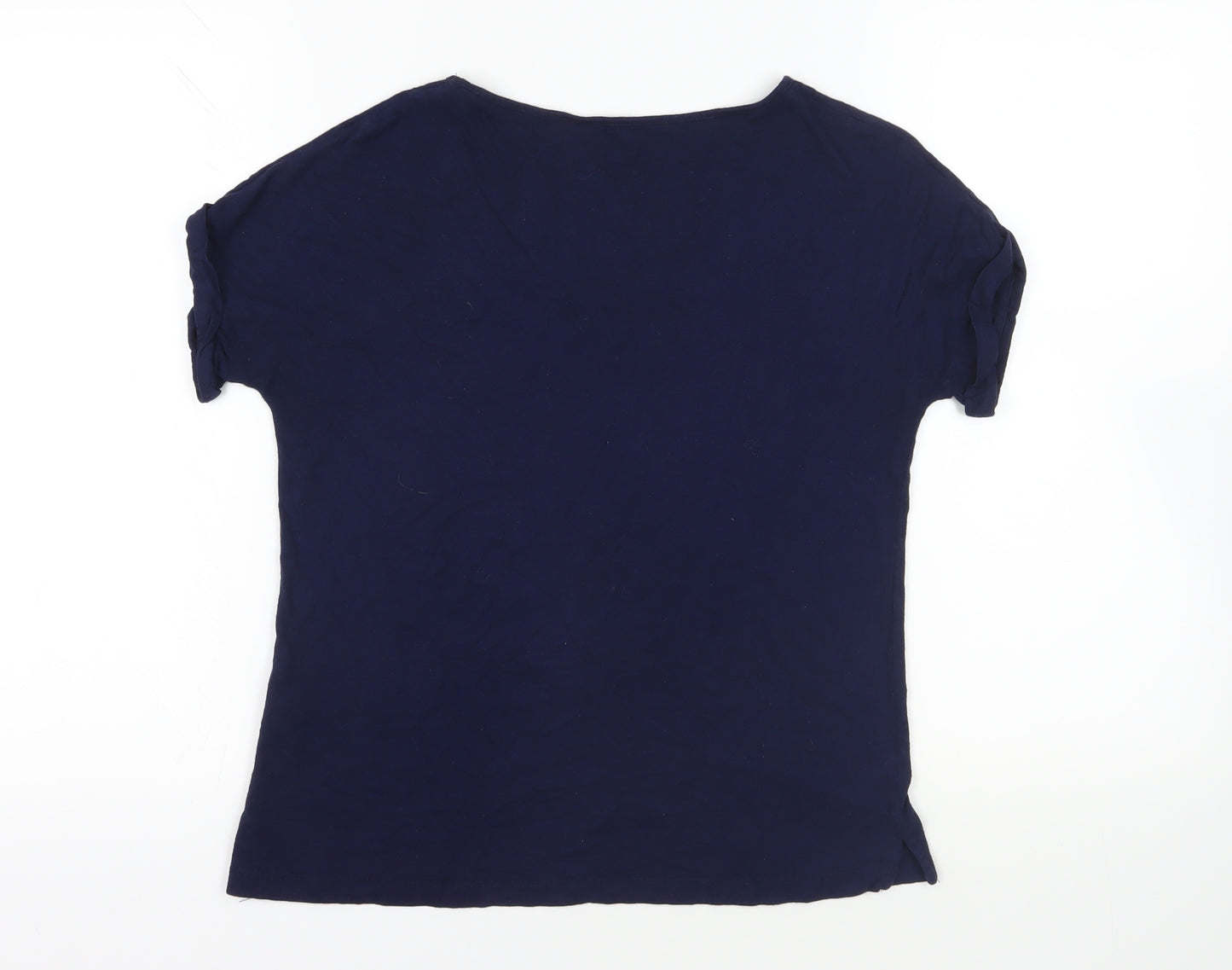 BAM Womens Blue Bamboo Basic T-Shirt Size 8 Round Neck