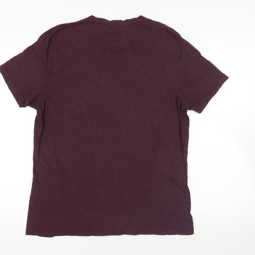 Ben Sherman Mens Purple Cotton T-Shirt Size M Crew Neck - Pocket Detail