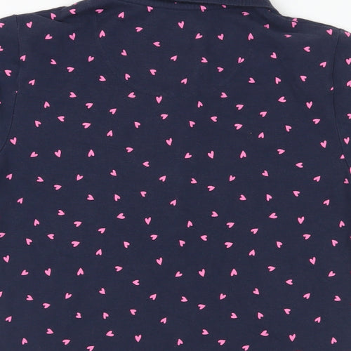 Crew Clothing Womens Blue Geometric Cotton Basic Polo Size 12 Collared - Heart Pattern