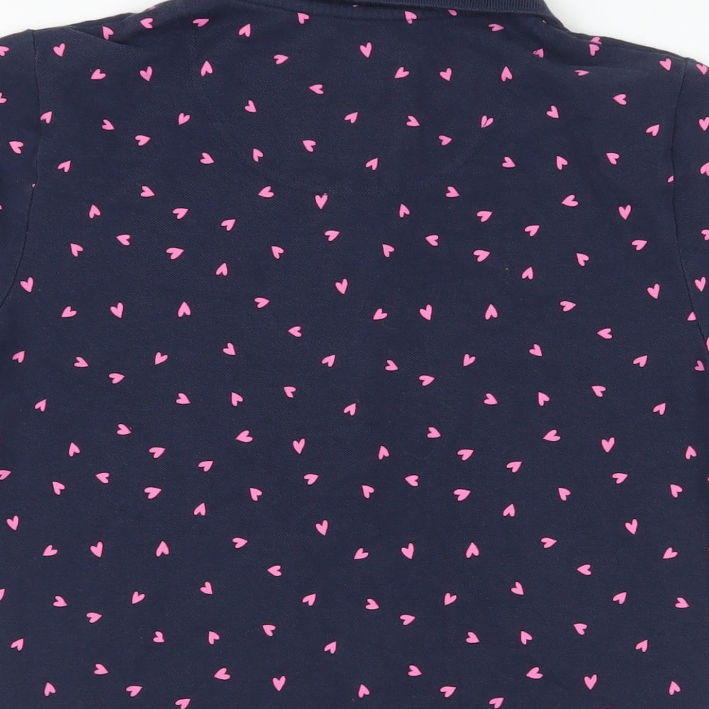 Crew Clothing Womens Blue Geometric Cotton Basic Polo Size 12 Collared - Heart Pattern