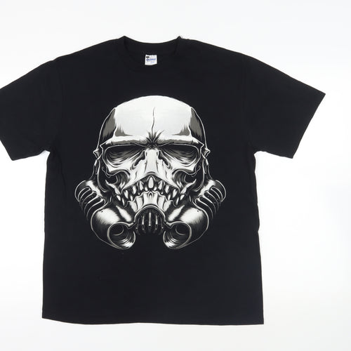 Gildan Mens Black Cotton T-Shirt Size L Crew Neck - Death Side Series