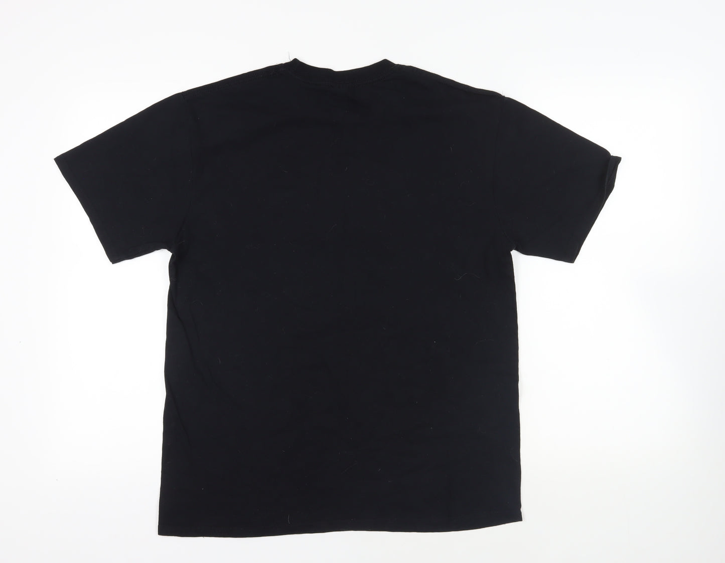 Gildan Mens Black Cotton T-Shirt Size L Crew Neck - Death Side Series