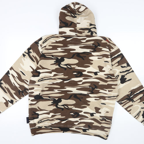 Fishbone Mens Brown Camouflage Cotton Pullover Hoodie Size L - Little Psychos