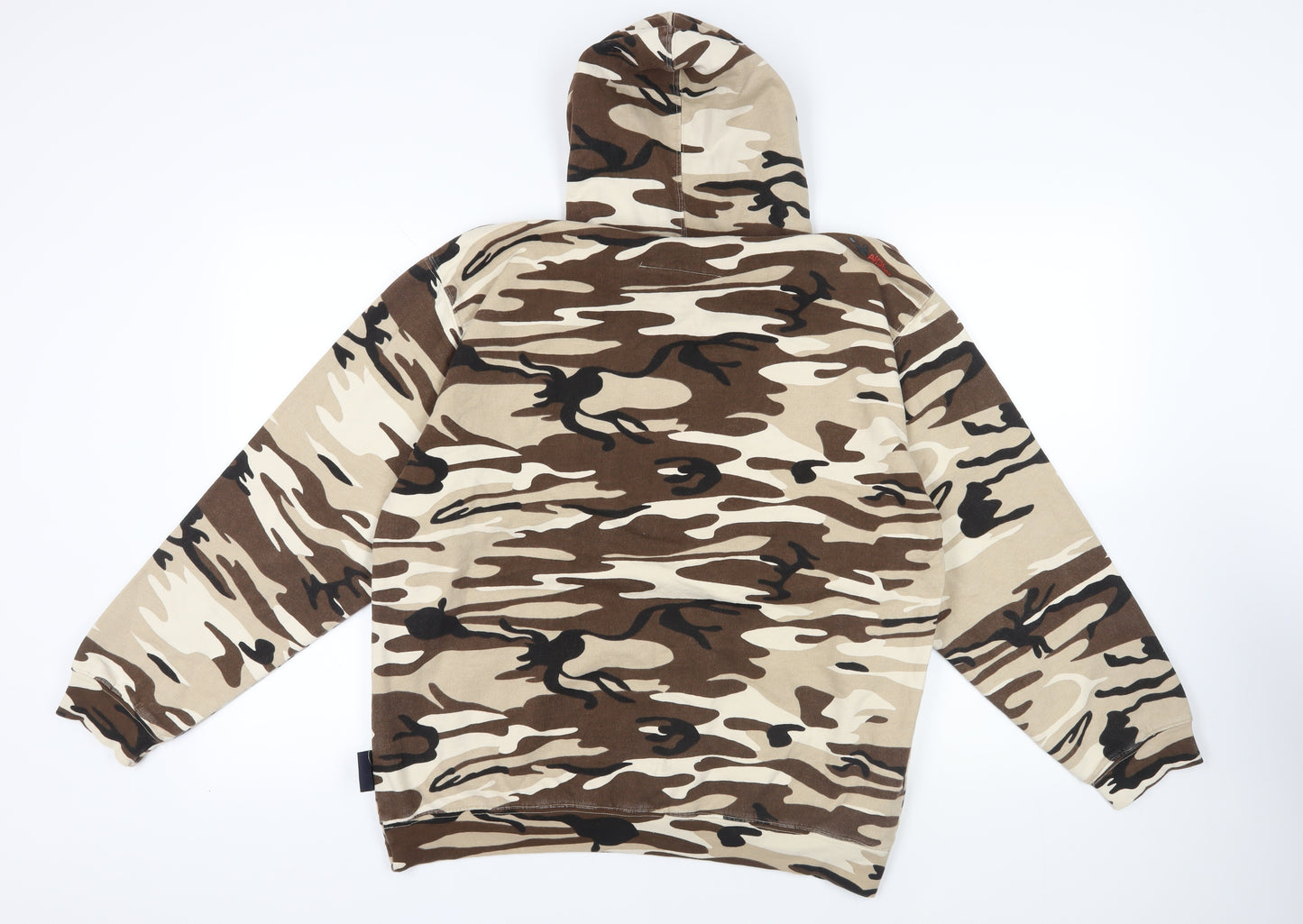 Fishbone Mens Brown Camouflage Cotton Pullover Hoodie Size L - Little Psychos