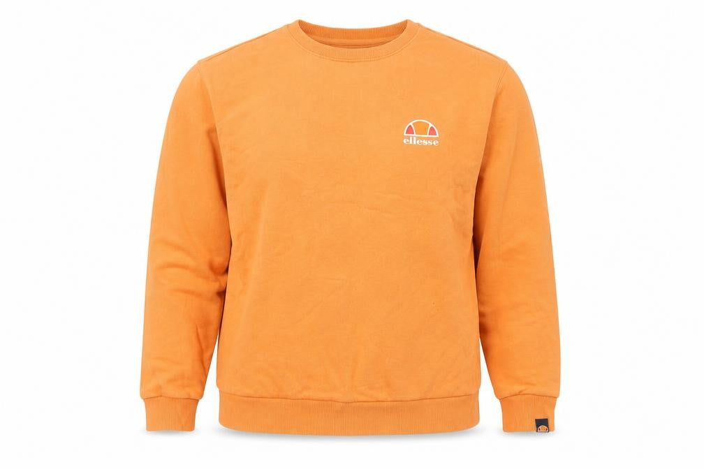 Front view of Ellesse women’s orange cotton pullover sweatshirt, size XL, pullover - logo