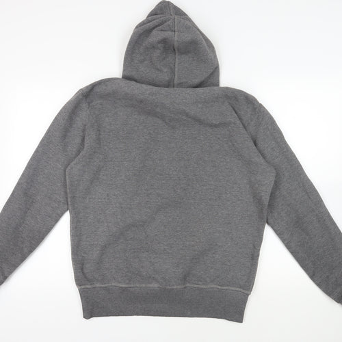 Superdry Mens Grey Cotton Pullover Hoodie Size L - Logo Pockets