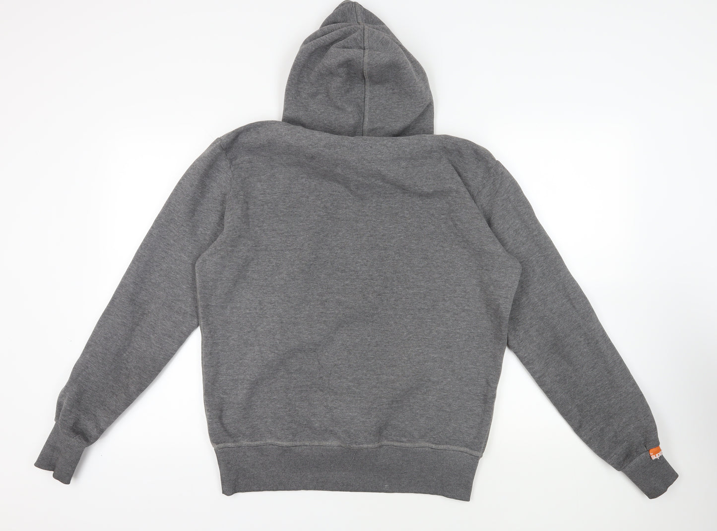 Superdry Mens Grey Cotton Pullover Hoodie Size L - Logo Pockets