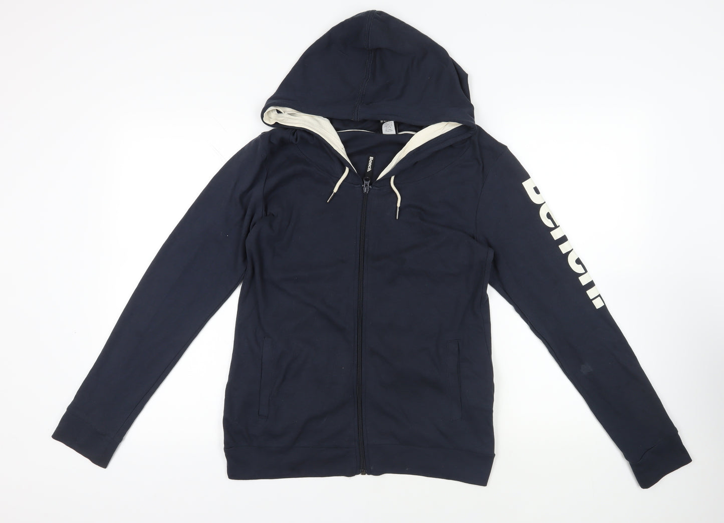 Bench Mens Blue Cotton Full Zip Hoodie Size L - Logo Pockets