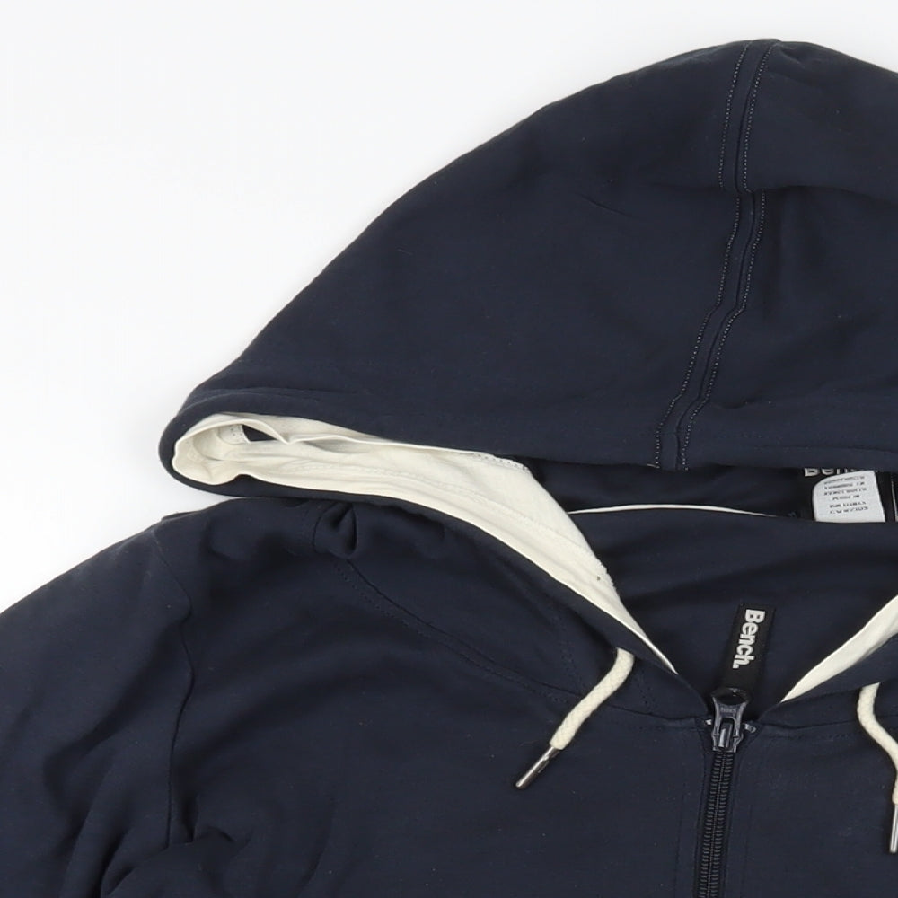 Bench Mens Blue Cotton Full Zip Hoodie Size L - Logo Pockets