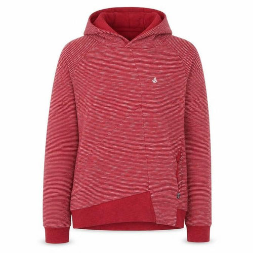 Volcom Womens Red Striped Cotton Pullover Hoodie Size M Pullover - Pockets