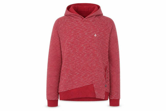 Volcom Womens Red Striped Cotton Pullover Hoodie Size M Pullover - Pockets