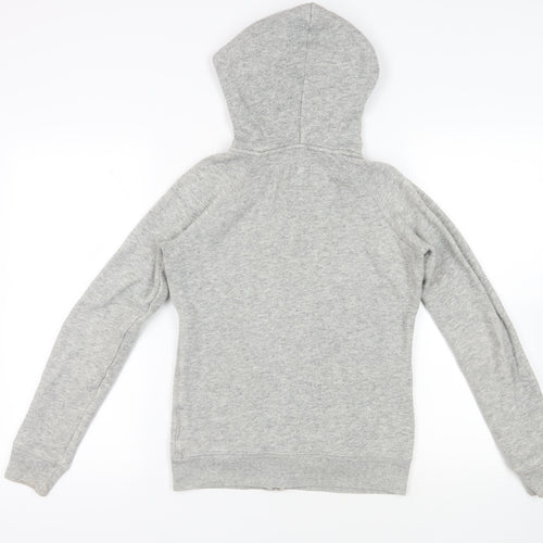 Jack Wills Womens Grey Cotton Full Zip Hoodie Size 8 Zip - Logo Pockets