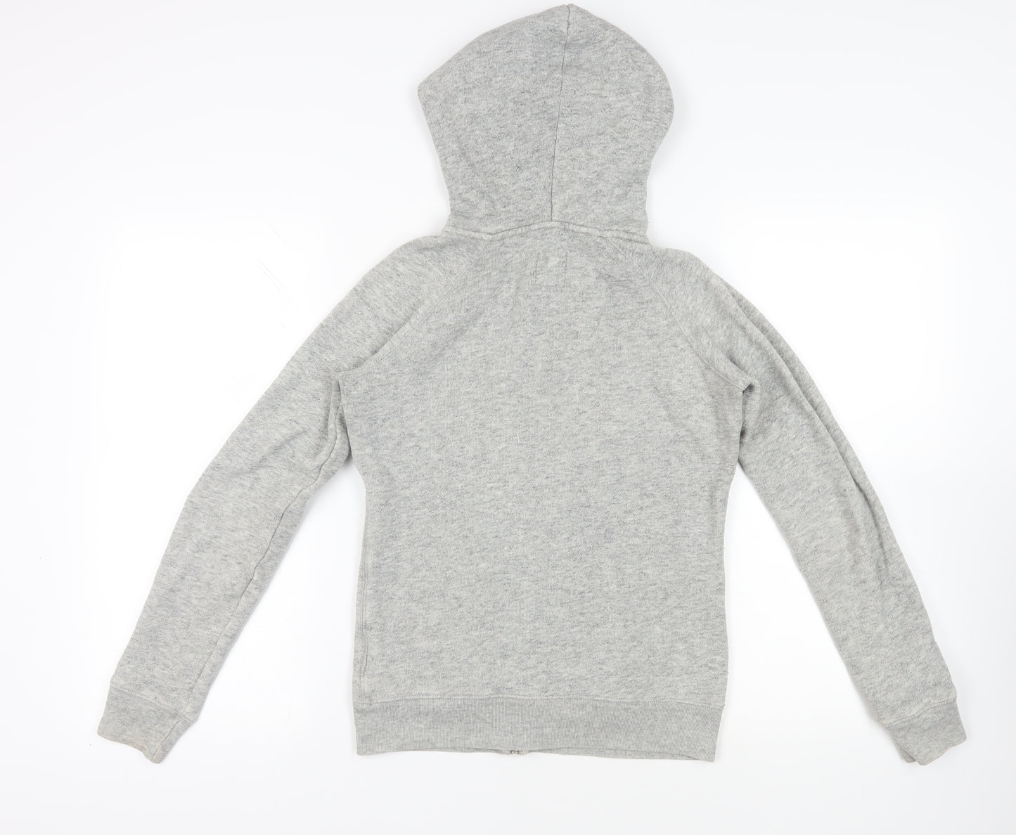 Jack Wills Womens Grey Cotton Full Zip Hoodie Size 8 Zip - Logo Pockets