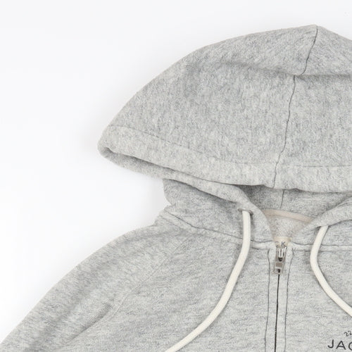 Jack Wills Womens Grey Cotton Full Zip Hoodie Size 8 Zip - Logo Pockets