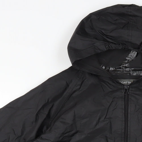 Regatta Boys Black Rain Coat Coat Size 9-10 Years Zip - Hooded Waterproof Lightweight
