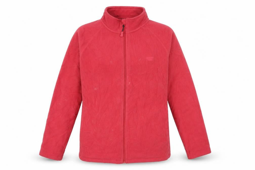 Front view of Cotton Traders women’s pink jacket, size L, zip - logo pockets