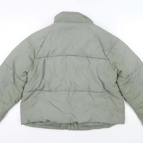 Monki Womens Green Puffer Jacket Jacket Size S Zip