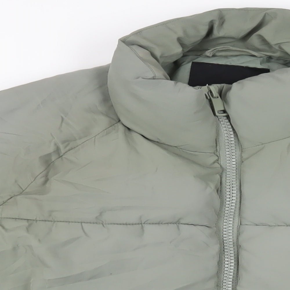 Monki Womens Green Puffer Jacket Jacket Size S Zip