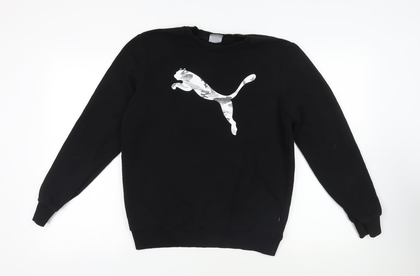 PUMA Womens Black Cotton Pullover Sweatshirt Size S Pullover - Logo