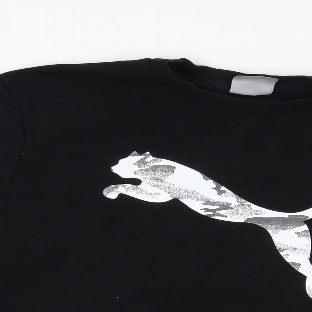 PUMA Womens Black Cotton Pullover Sweatshirt Size S Pullover - Logo