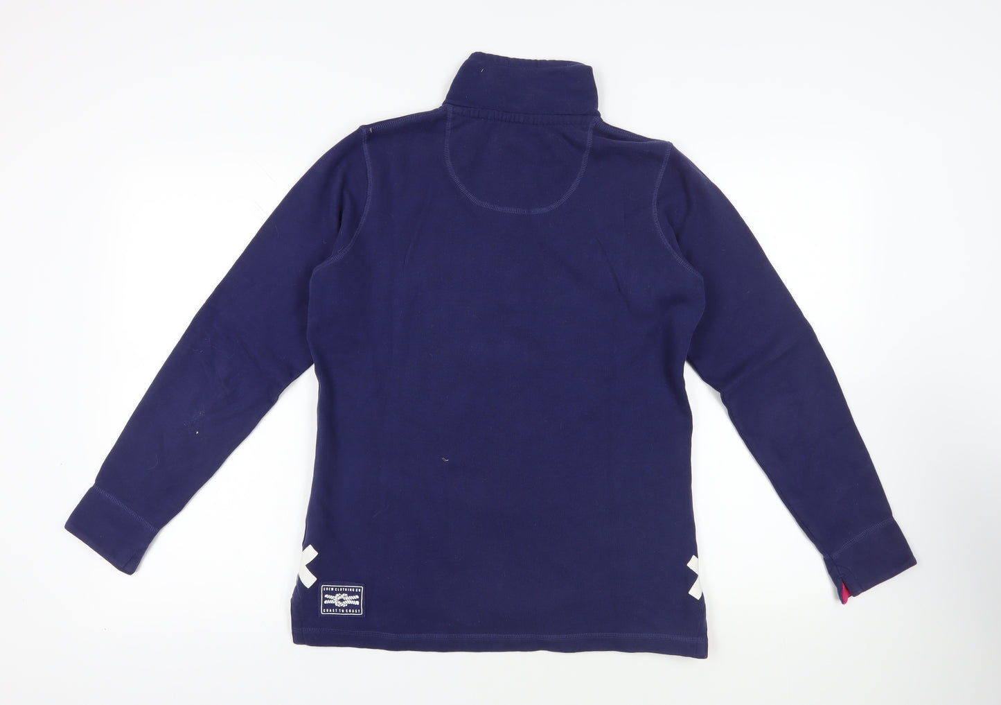 Crew Clothing Womens Blue Cotton Full Zip Sweatshirt Size 10 Zip - Logo Pockets