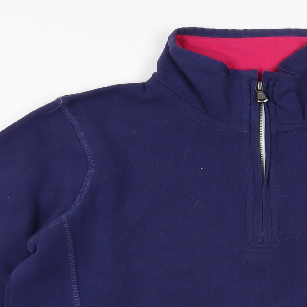 Crew Clothing Womens Blue Cotton Full Zip Sweatshirt Size 10 Zip - Logo Pockets