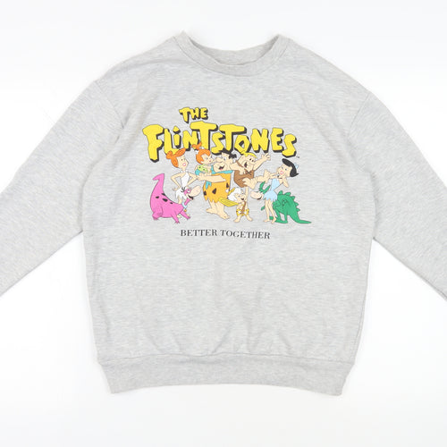 The Flintstones Womens Grey Cotton Pullover Sweatshirt Size S Pullover