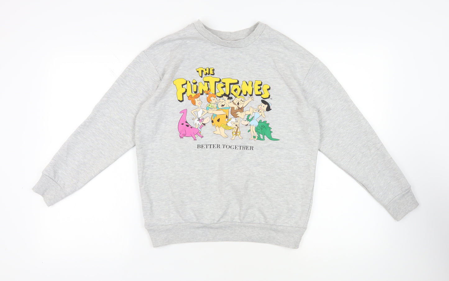 The Flintstones Womens Grey Cotton Pullover Sweatshirt Size S Pullover