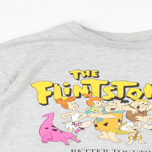 The Flintstones Womens Grey Cotton Pullover Sweatshirt Size S Pullover