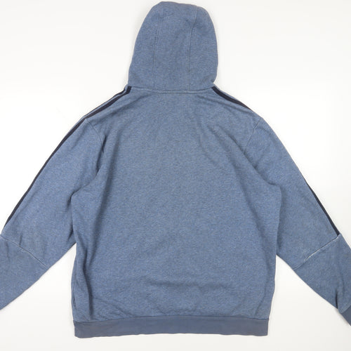 adidas Mens Blue Cotton Pullover Hoodie Size XL - Logo Pockets