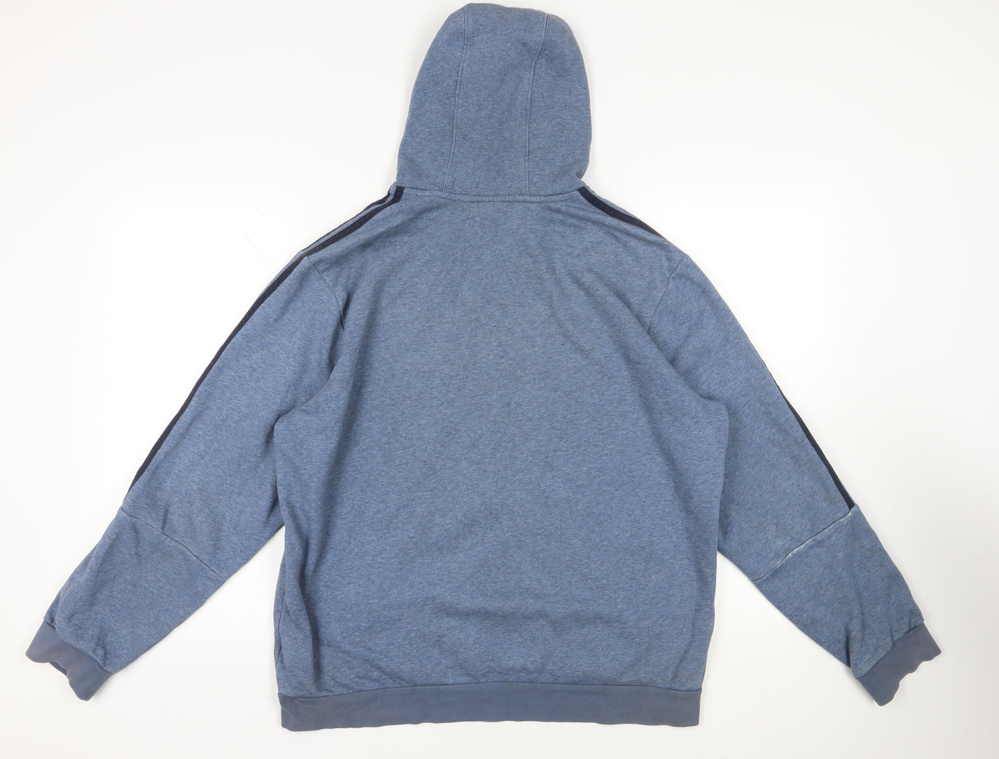 adidas Mens Blue Cotton Pullover Hoodie Size XL - Logo Pockets