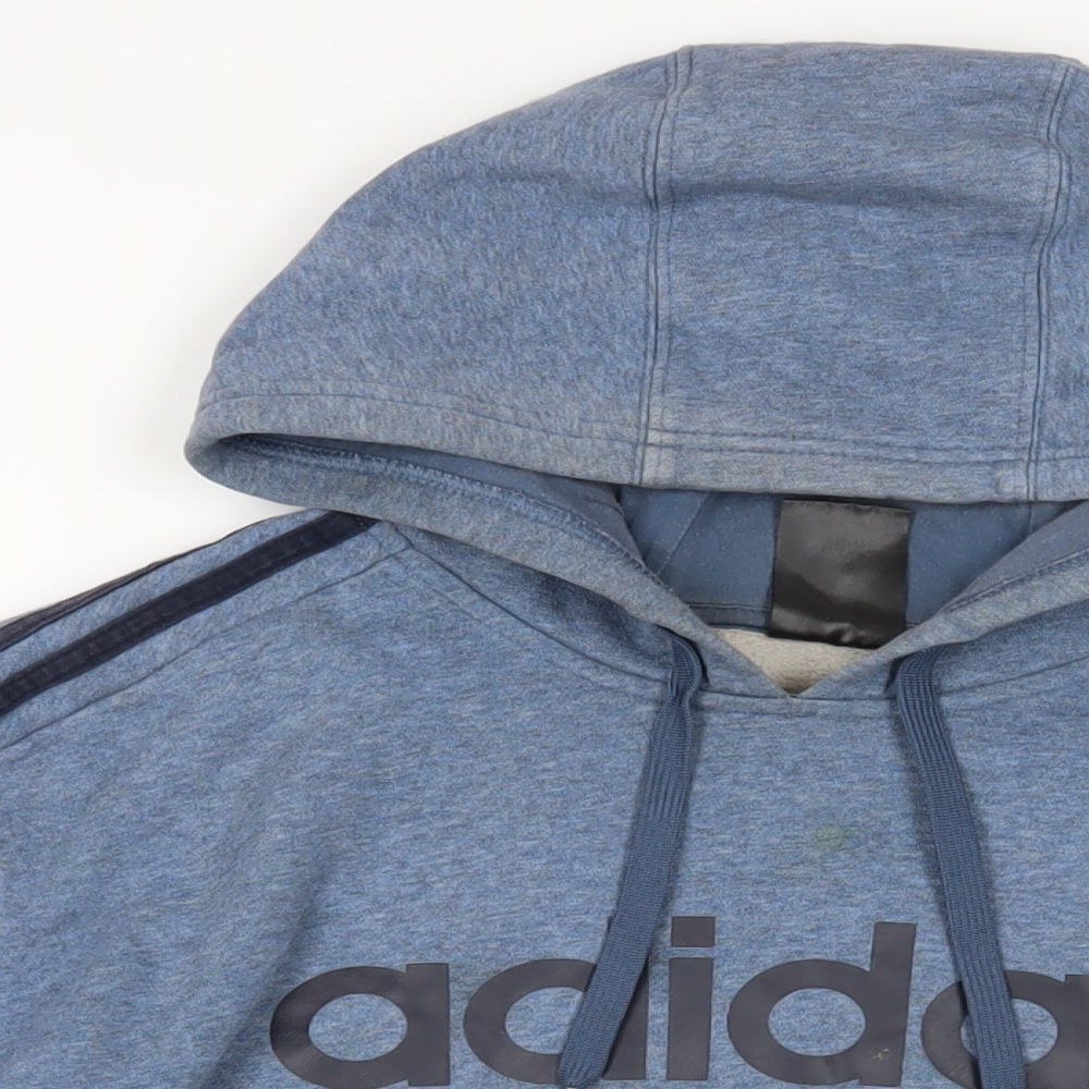 adidas Mens Blue Cotton Pullover Hoodie Size XL - Logo Pockets