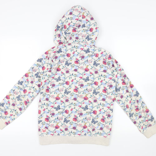 Fat Face Girls Grey Floral Cotton Full Zip Hoodie Size 12-13 Years Zip - Pockets