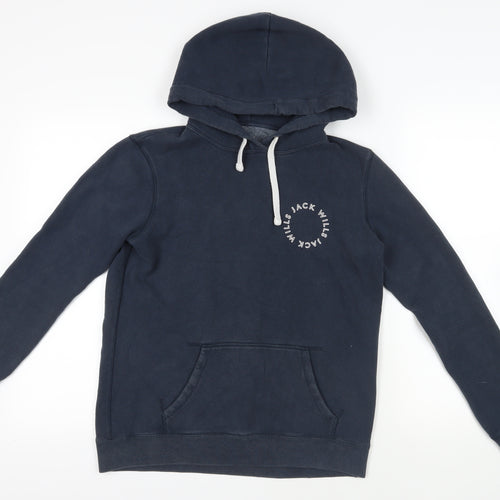 Jack Wills Womens Blue Cotton Pullover Hoodie Size 8 Pullover - Logo Pockets