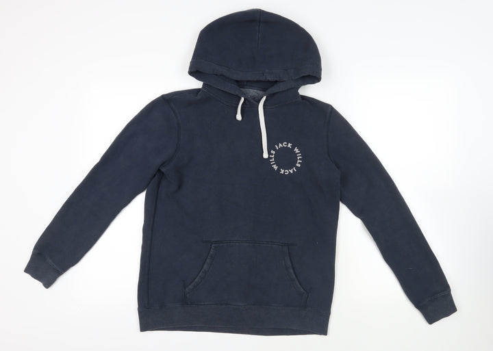 Jack Wills Womens Blue Cotton Pullover Hoodie Size 8 Pullover - Logo Pockets