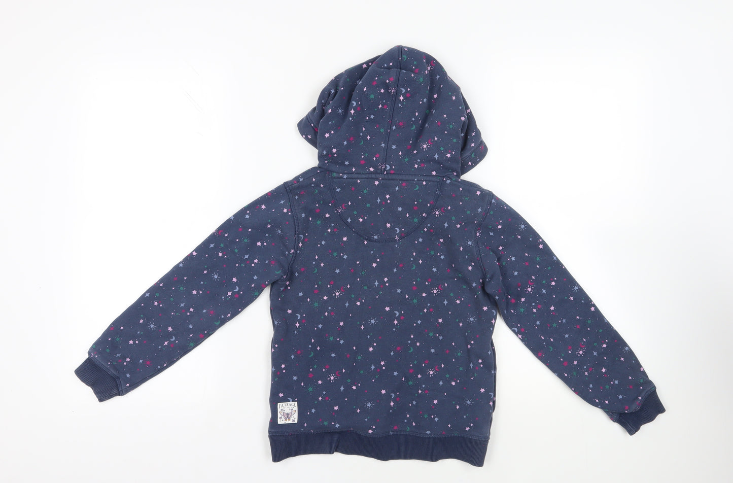 Fat Face Girls Blue Geometric Cotton Pullover Hoodie Size 9-10 Years Pullover - Star Pattern