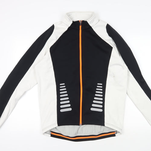Crane Mens Black Jacket Size L Zip - Cycling Jacket Zipped Pockets Logo