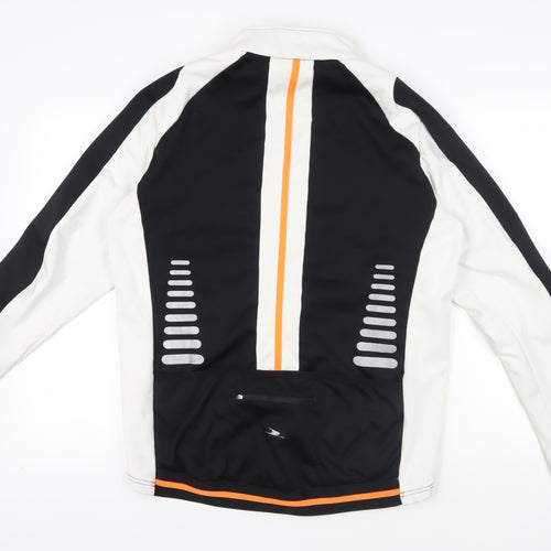 Crane Mens Black Jacket Size L Zip - Cycling Jacket Zipped Pockets Logo
