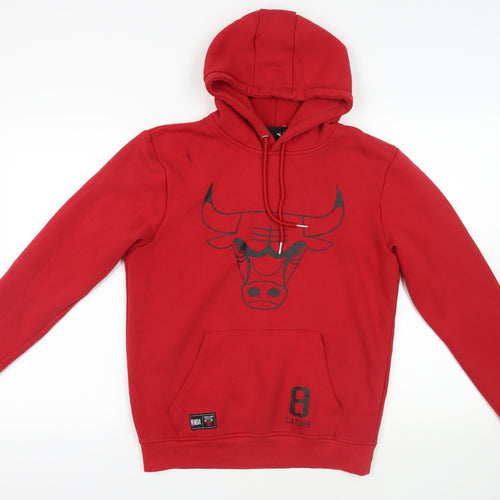 NBA Mens Red Cotton Pullover Hoodie Size M - Chicago Bulls