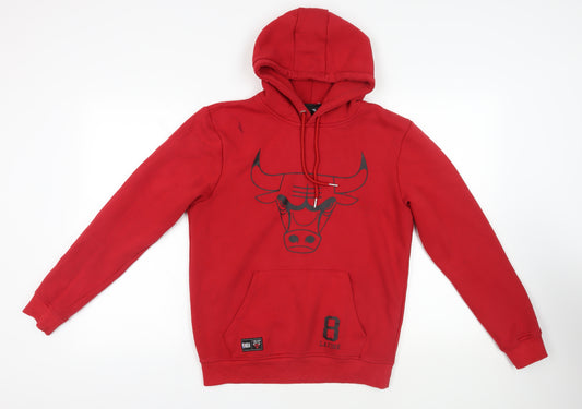 NBA Mens Red Cotton Pullover Hoodie Size M - Chicago Bulls