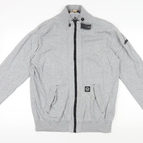 Duck and Cover Mens Grey Cotton Full Zip Sweatshirt Size XL - Logo Pockets